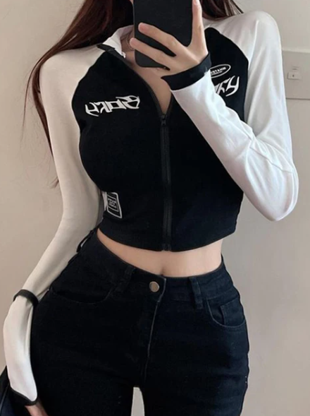 Women's Сropped Long Sleeve Zip Hoodie