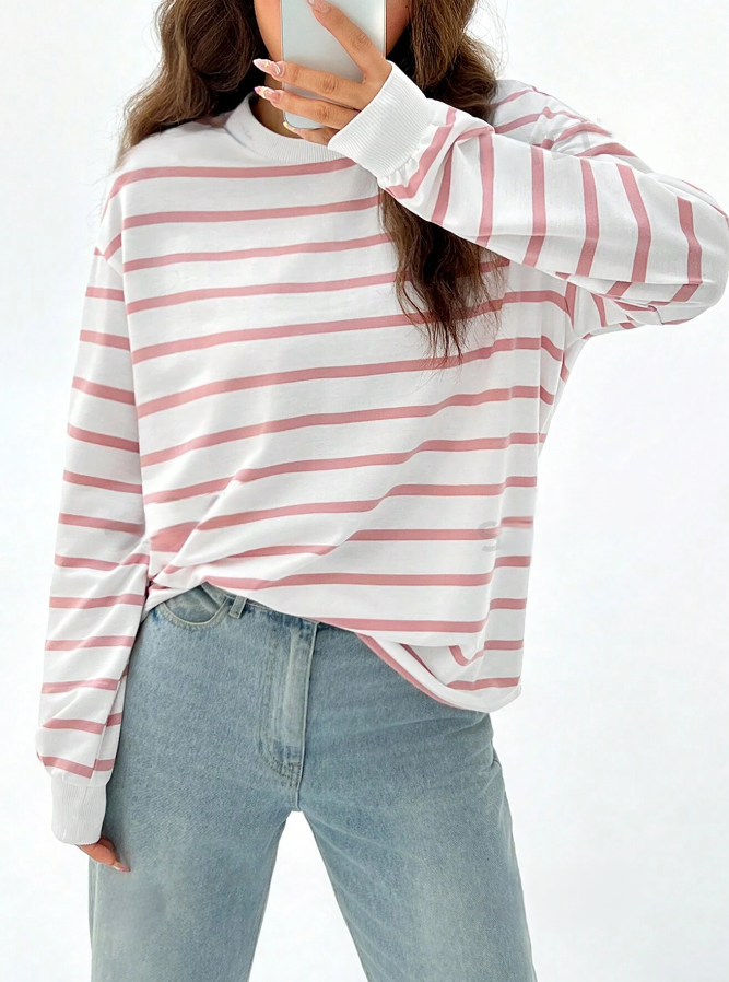 Women's Thin Long Sleeve Striped Sweatshirt