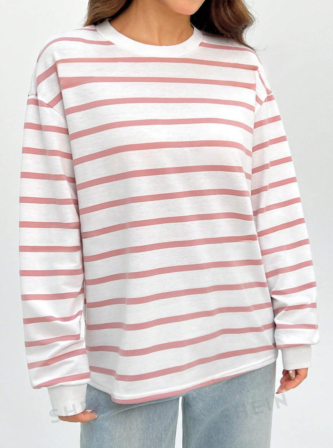 Women's Thin Long Sleeve Striped Sweatshirt