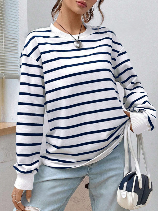 Women's Thin Long Sleeve Striped Sweatshirt