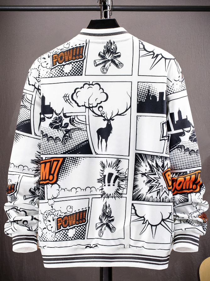 Veloce Art Printed Oversized Bomber