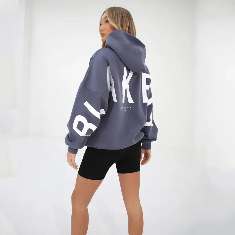 Women's Print Crop Top Oversized Hoodie