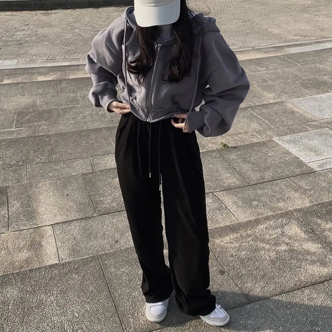 Women's Cropped Oversized Harajuku Hoodie